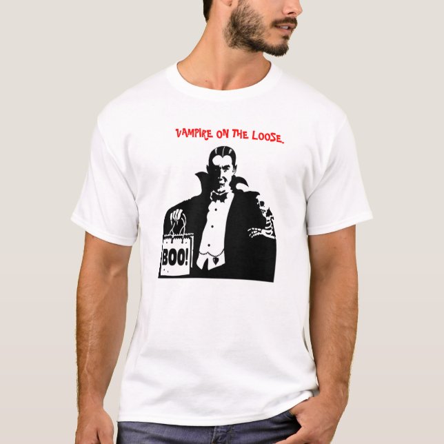 Camiseta Vampiro Chupa Meu Teto De Halloween De Sangue (Frente)