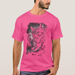 Camiseta Vampiro de gato com presas e capa em Shadow em Tra