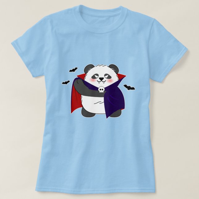 Camiseta Vampiro do Bebê Cute do Halloween Panda Dracula (Frente do Design)