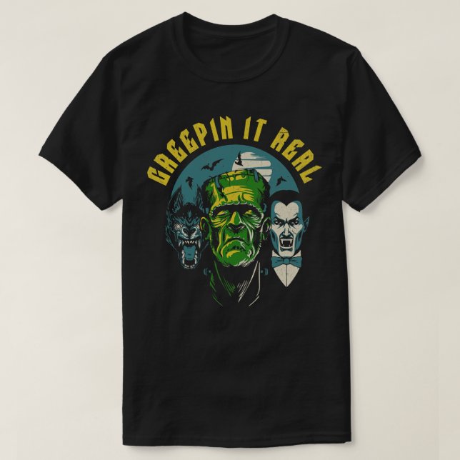 Camiseta Vampiro do lobisomem Dracula Halloween Creepin It  (Frente do Design)