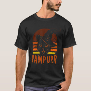 Camiseta Vampiro Drácula Cat Vampurr Retro Cat Face Hallowe