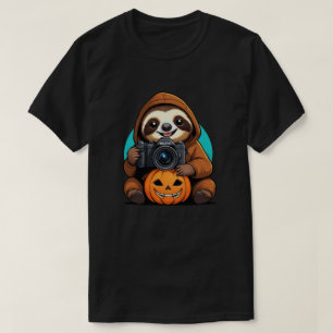 Camiseta Vampiro Sloth Fotógrafo do Dia das Bruxas Spooky e