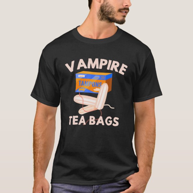 Camiseta Vampiro Tea Bolsas Tampon Horror Teabags Engraçado (Frente)