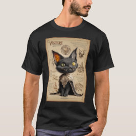 Camiseta Vampurr: Ilustração de Bestiário de Gato Vampiro