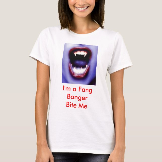Camiseta vampy2, eu sou um colmilho BangerBite mim (Frente)