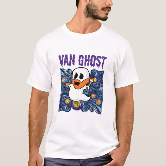 Camiseta Van Ghost Funny Art Halloween Van Gogh (Frente)