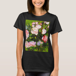 Camiseta Van Gogh ainda vive com rosas rosa