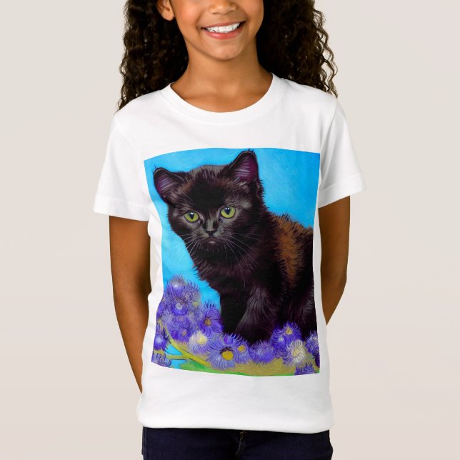 Camiseta Van Gogh Cat e Flores (Frente)