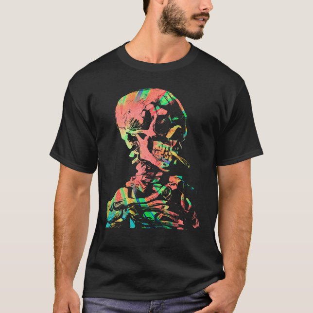 Camiseta Van Gogh Cigarrette Skull Tie Dye (Frente)