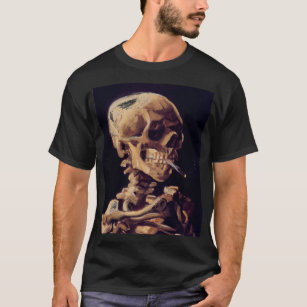 Camiseta Van Gogh - crânio com um cigarro ardente