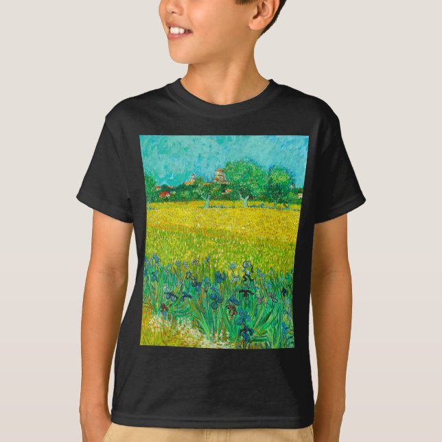 Camiseta Van Gogh Field com Irrises Perto de Arles (Frente)