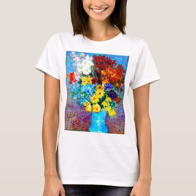 Camiseta Van Gogh Flores num Vaso Azul (Frente)
