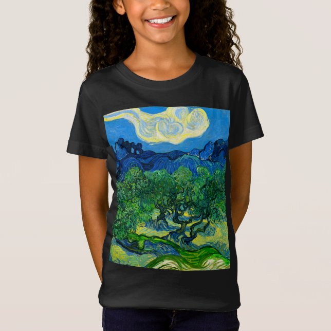 Camiseta Van Gogh Olive Trees em Paisagem Montanhosa (Frente)