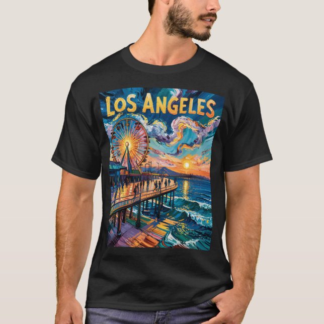 Camiseta Van Gogh Papais noeis Monica Pier Los Angeles Colo (Frente)