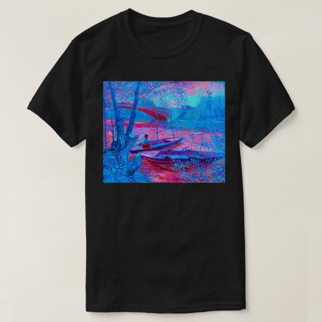 Camiseta Van Gogh pescando na Primavera Remi Famosa Arte Vi (Frente do Design)