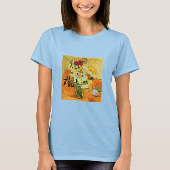 Camiseta Van Gogh Pintando Flores Fantasiosas Flores Vinhas (Frente)