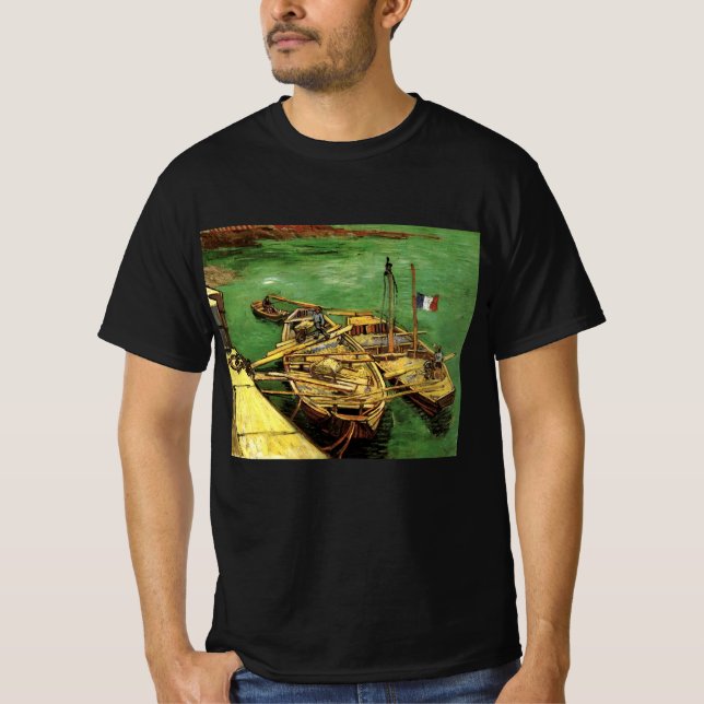 Camiseta Van Gogh Quay com Homens Descarregando Bargas de A (Frente)