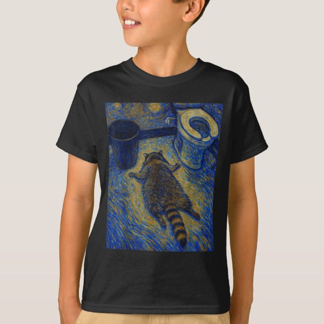 Camiseta Van Gogh Raccoon Drunk Pes Out In Bathroom Meme  (Frente)
