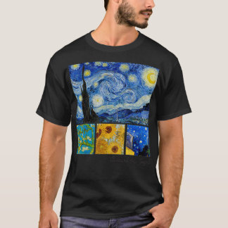 Camiseta Van Gogh Starry Night, Almond Blossomo, Sunflower