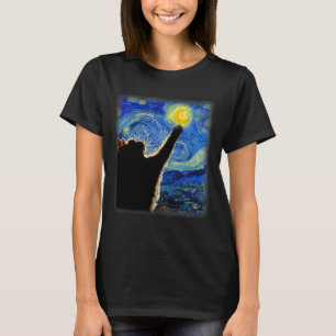 Camiseta Van Gogh Starry Night Cat - Ajustado