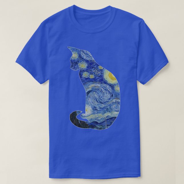 Camiseta Van Gogh Starry Night Cat Art Van Gogh Painting Ae (Frente do Design)