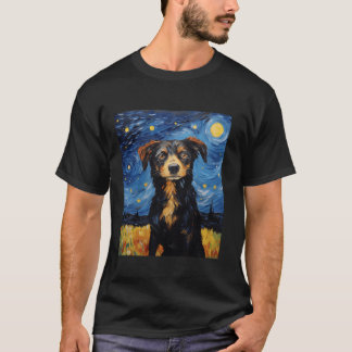 Camiseta Van Gogh Starry Night Engraçado Cachorro de Arte M