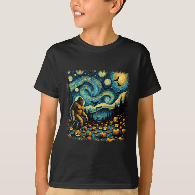 Camiseta Van Gogh Starry Night Halloween Grande Pumpkin (Frente)