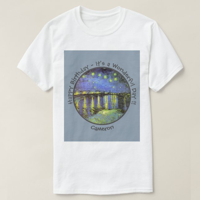 Camiseta Van Gogh Starry Night sobre os itens do partido Rh (Frente do Design)