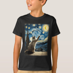 Camiseta Van Gogh Starry Night Style Artístico Ragdoll Cat