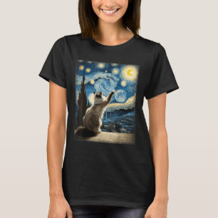Camiseta Van Gogh Starry Night Style Artístico Ragdoll Cat