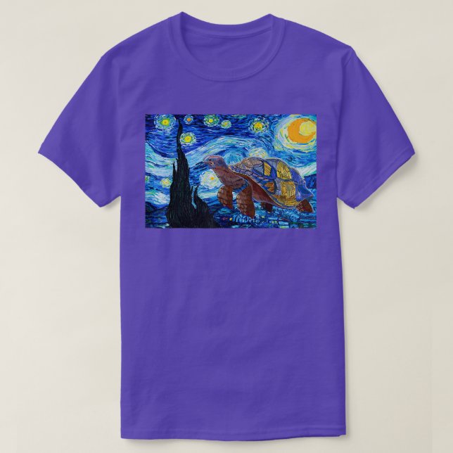 Camiseta Van Gogh Starry Night Turtle Art Painting T-Sh (Frente do Design)