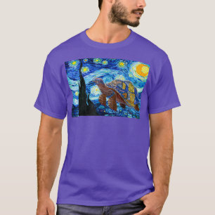 Camiseta Van Gogh Starry Night Turtle Art Painting T-Sh
