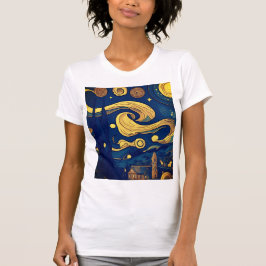 Camiseta Van Gogh Tshirt, Onda Estelar Gerada por AI