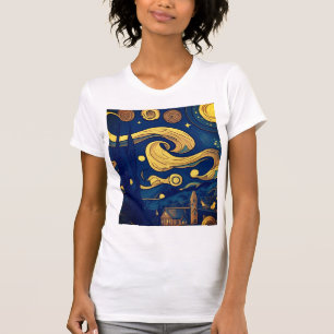 Camiseta Van Gogh Tshirt, Onda Estelar Gerada por AI