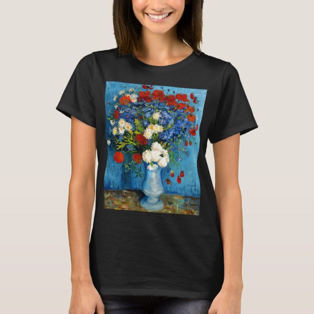 Camiseta Van Gogh Vase com Cornflower e Poppies (Frente)
