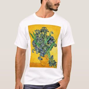 Camiseta Van Gogh - Vaso com Íris Fundo Amarelo