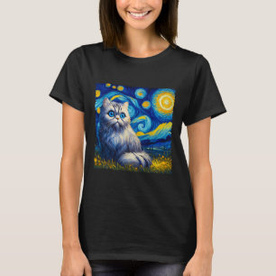 Camiseta Van Gogh's Starry Night inspirou Cat Lover Mãe Pai