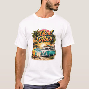 Camiseta Van Retro Praia Good Vibes Verão Surf