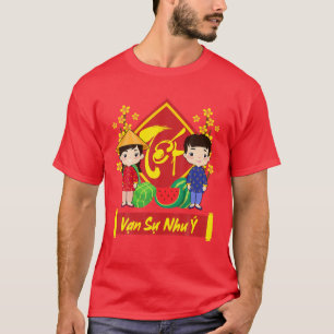 Camiseta Van Su Nhu Y Crianças Vermelhas De Ano Novo Vie