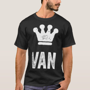 Camiseta Van the King Crown & Name Design para Homens Chama