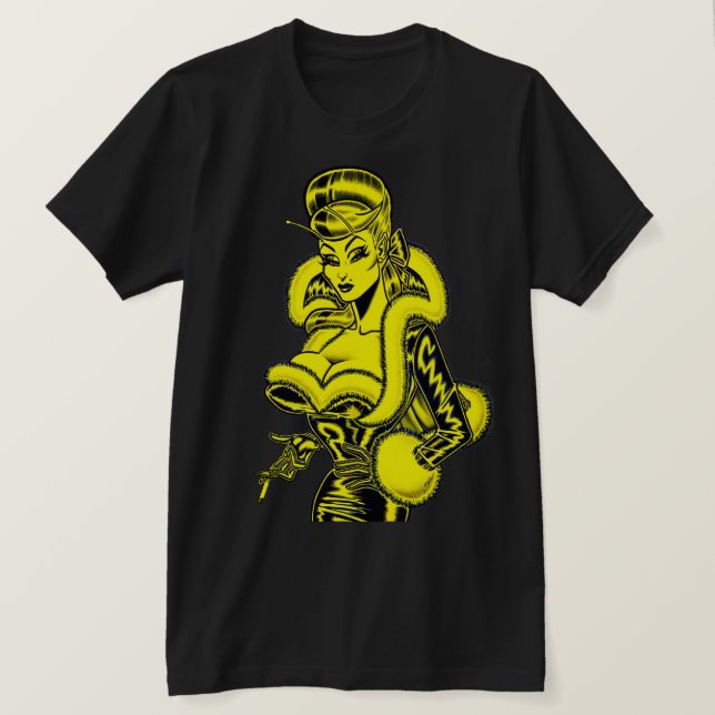 Camiseta Vana DeVinyl™/PVC e T-Shirt com pele divertida (Frente do Design)