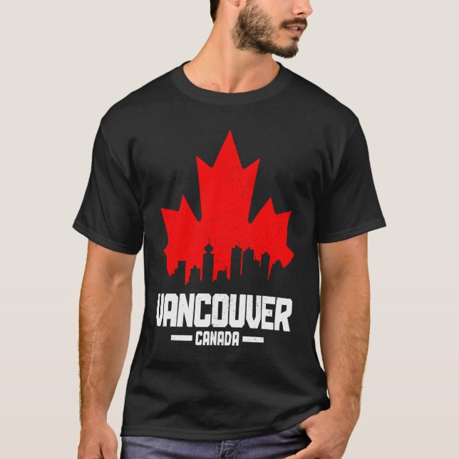 Camiseta Vancouver BC Canada Maple Leaf Canadian Flag Skyli (Frente)