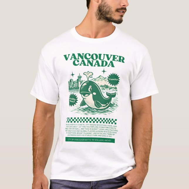 Camiseta Vancouver BC Canada Whale Retro City  (Frente)