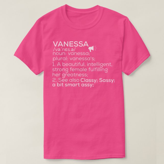 Camiseta Vanessa Nome Vanessa Definição Vanessa Female Nam (Frente do Design)