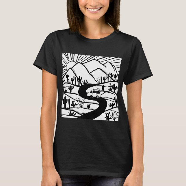 Camiseta VANLIFE Desert Cactos Mountain Explorar aventura (Frente)