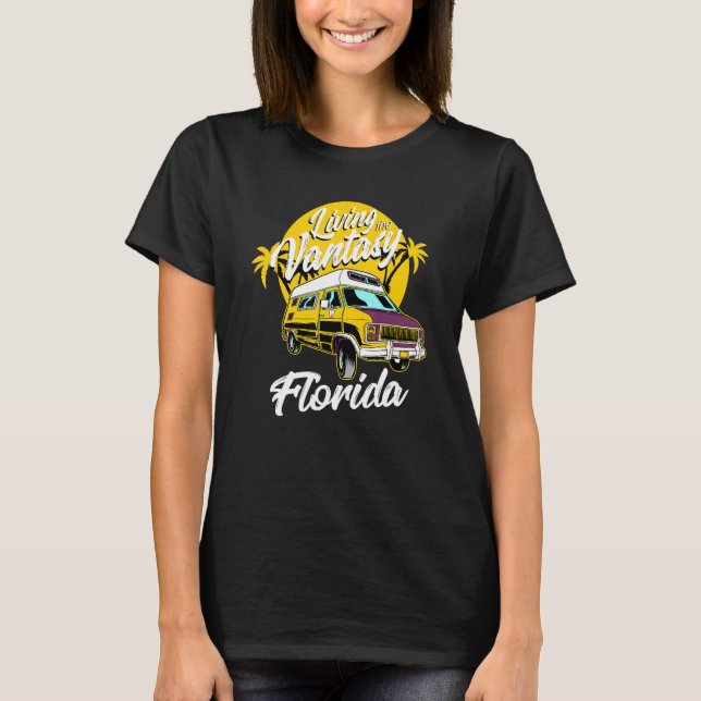 Camiseta Vanner Living The Van Life Camping Florida Retro (Frente)