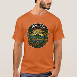 Camiseta Vanuatu Oceania Badge, Volcan Tropical Emblème