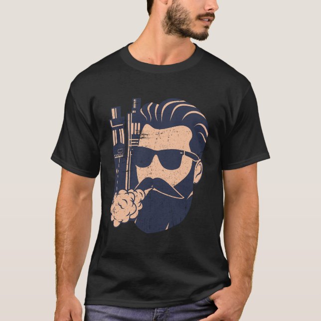 Camiseta Vape Vaping Bearded Man E-Cigarette (Frente)