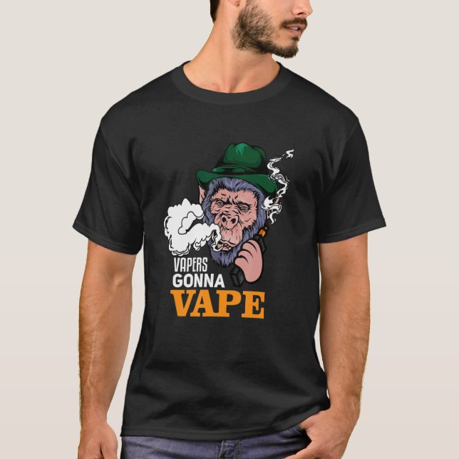 Camiseta Vapers Gonna Vape Gorilla Monkey segurando MOD (Frente)