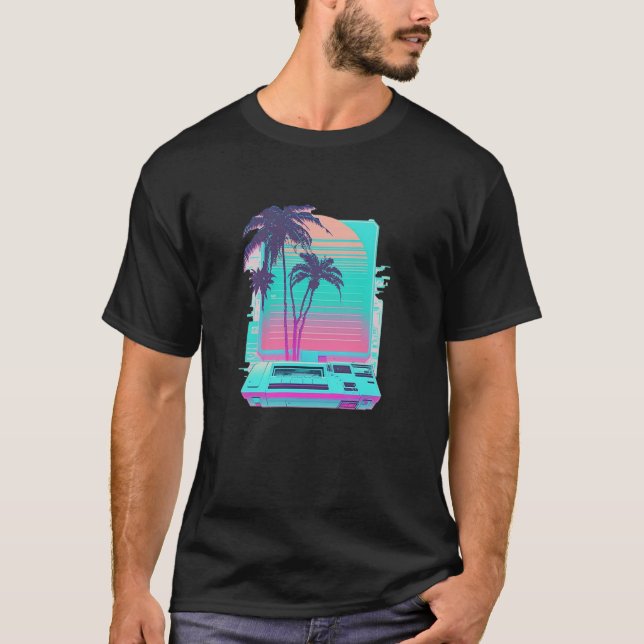 Camiseta Vaperwave Aestésico Tree Palm Tree Retrowave Syn (Frente)